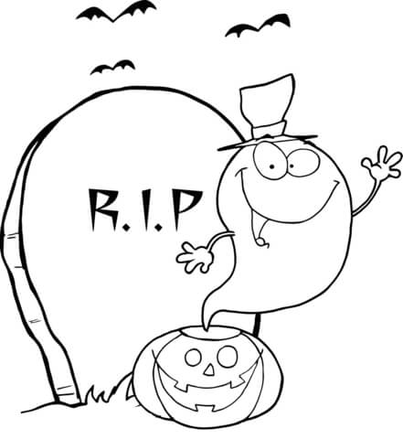 Ghost Waving Coloring Page